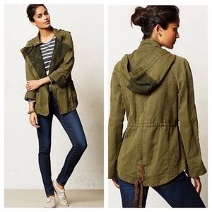 Anthropologie HeiHei Olive Lace Anorak Jacket